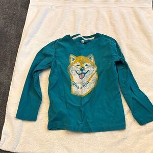 Tea Collection Teal Long Sleeve Shirt with Dog Design